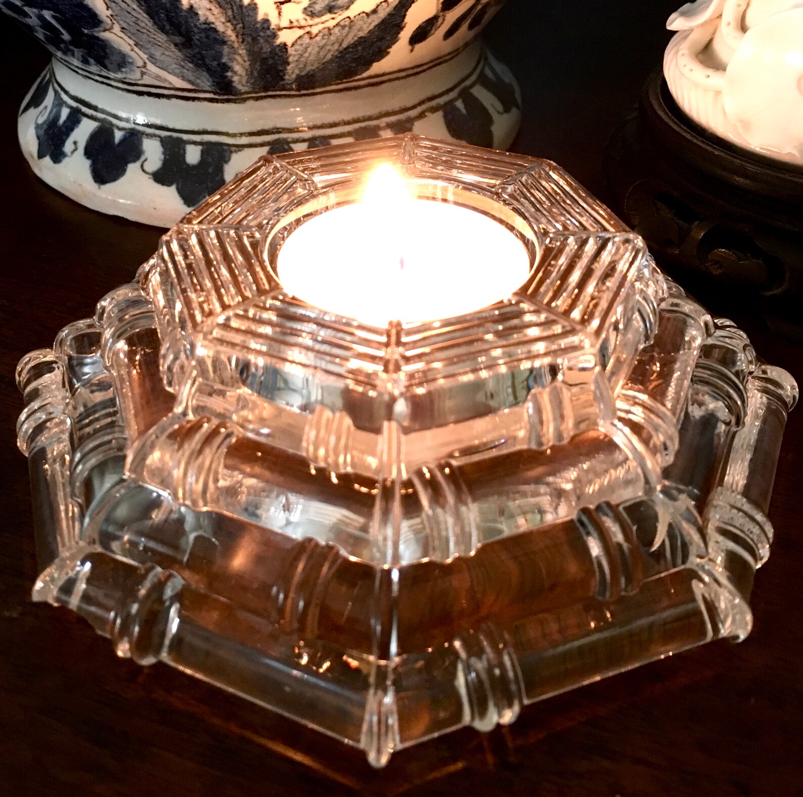 Vintage Glass Votive Holder Pyramid Glass Votive Holder Etsy