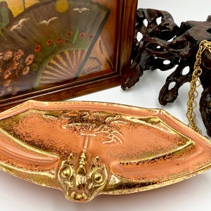 Fabulous Ceramic Pottery Dresser Box with Dragon Lid | Mid Century Modern Dragon Decor | Lidded Vanity Box | Jewelry Trinket Keepsake Box