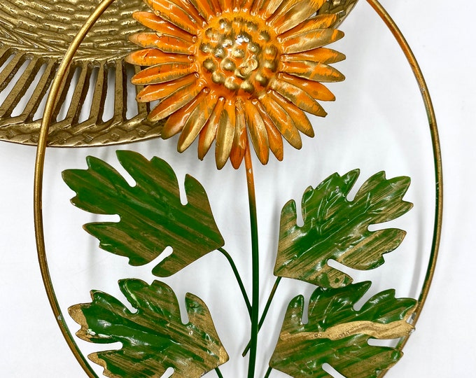 Vintage Retro Painted Metal Flower Wall Art Flower Wall Hanging Wall