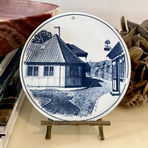 Royal Copenhagen Porcelain Plaquette Trivet Wall Plate #8-1665 | Blue & White Fajance Earthenware Pottery | Hans Christian Andersen’s House