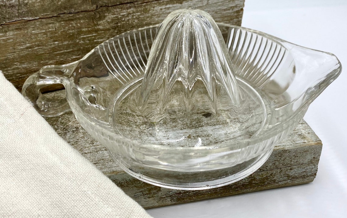 Vintage Solid Glass Citrus Reamer Thick Clear Glass Citrus Etsy