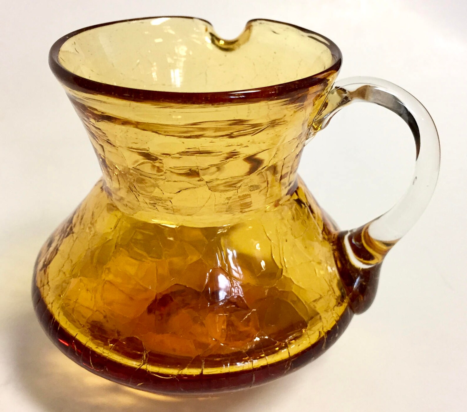 Amber Crackle Glass Creamer Pitcher Small Creamer for Leftie Etsy