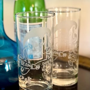 Vintage Tulane University Collegiate Memorabilia | Tulane Green Wave Glassware Barware | 1979 Tulane vs LSU | Roll Wave