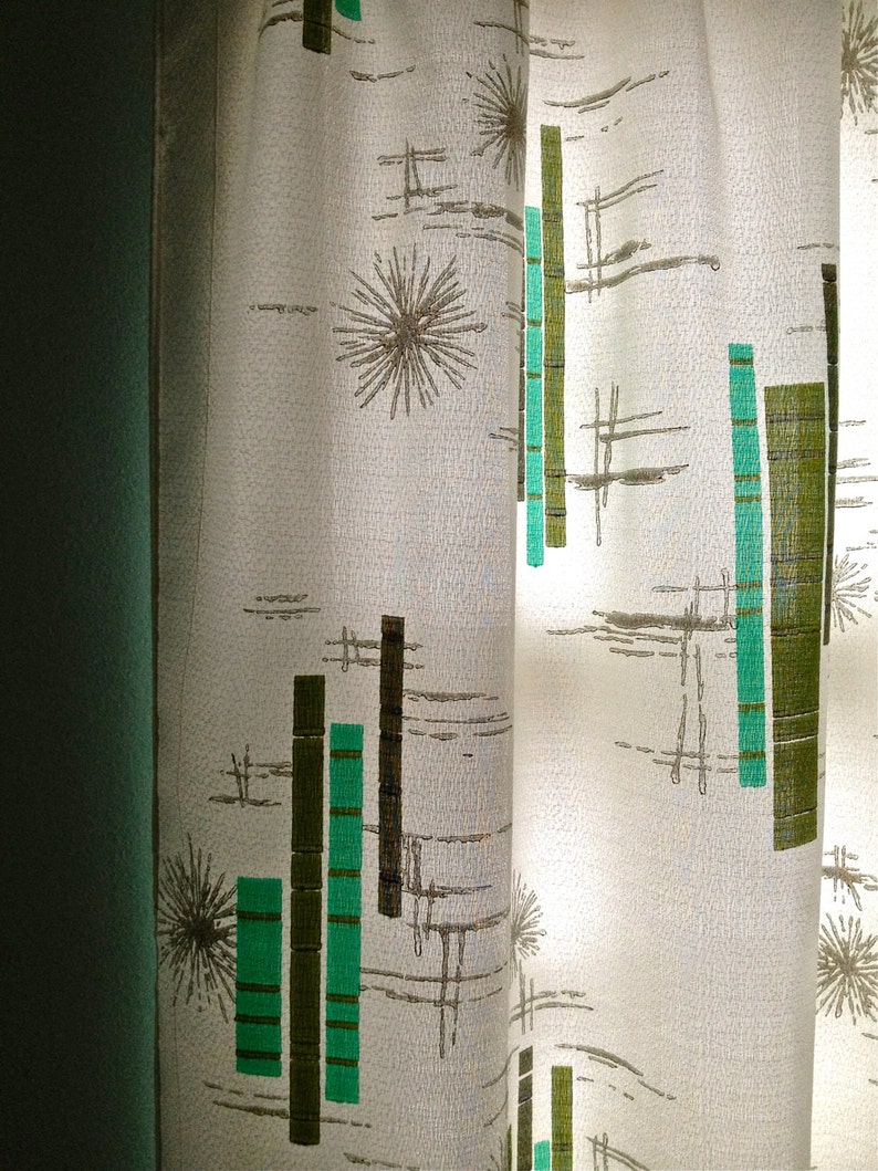 Vintage Retro Mid Century Modern Pinch Pleat Drapes Curtains Etsy