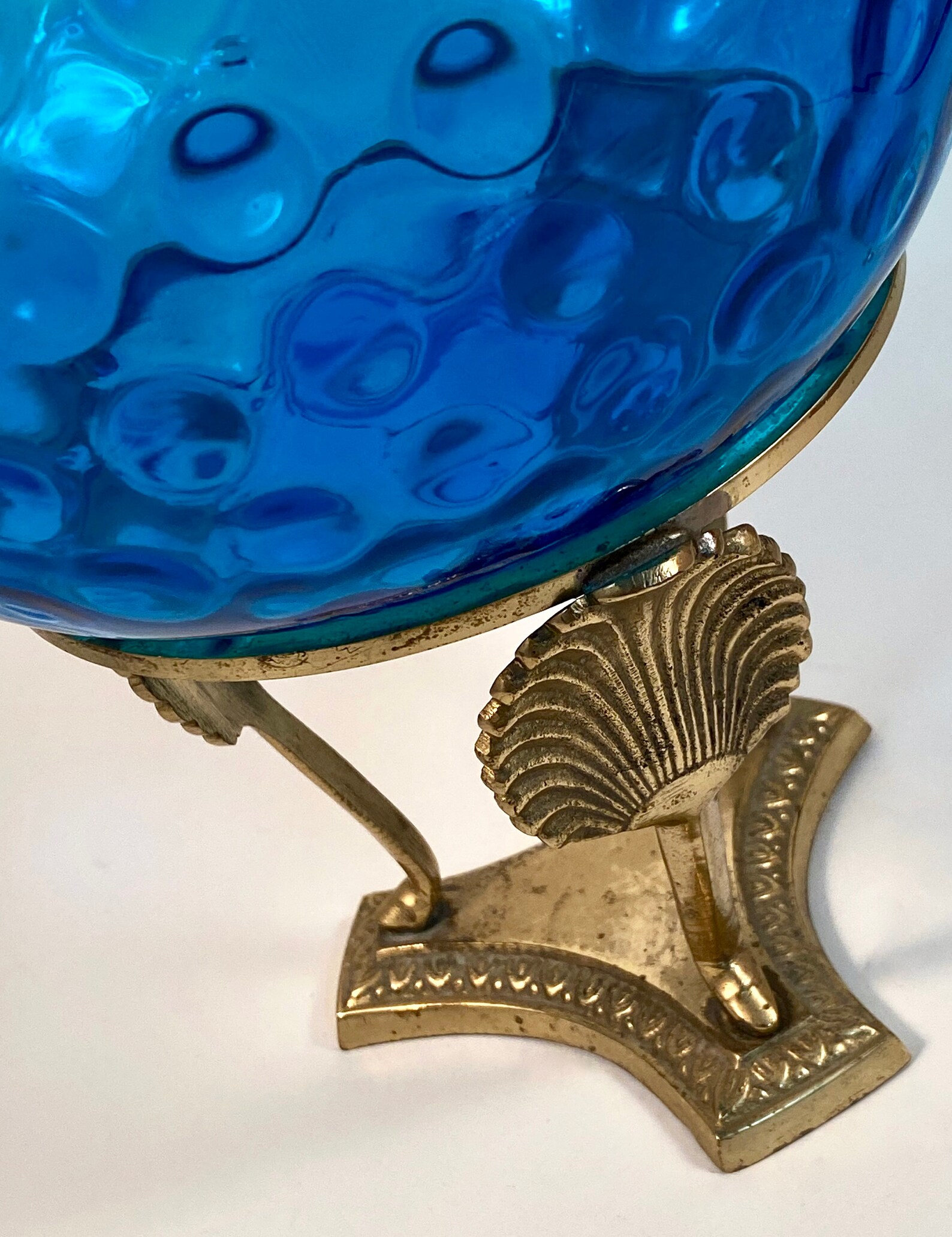 Vintage Gold Round Pedestal Display Stand Large Triple Leg Etsy