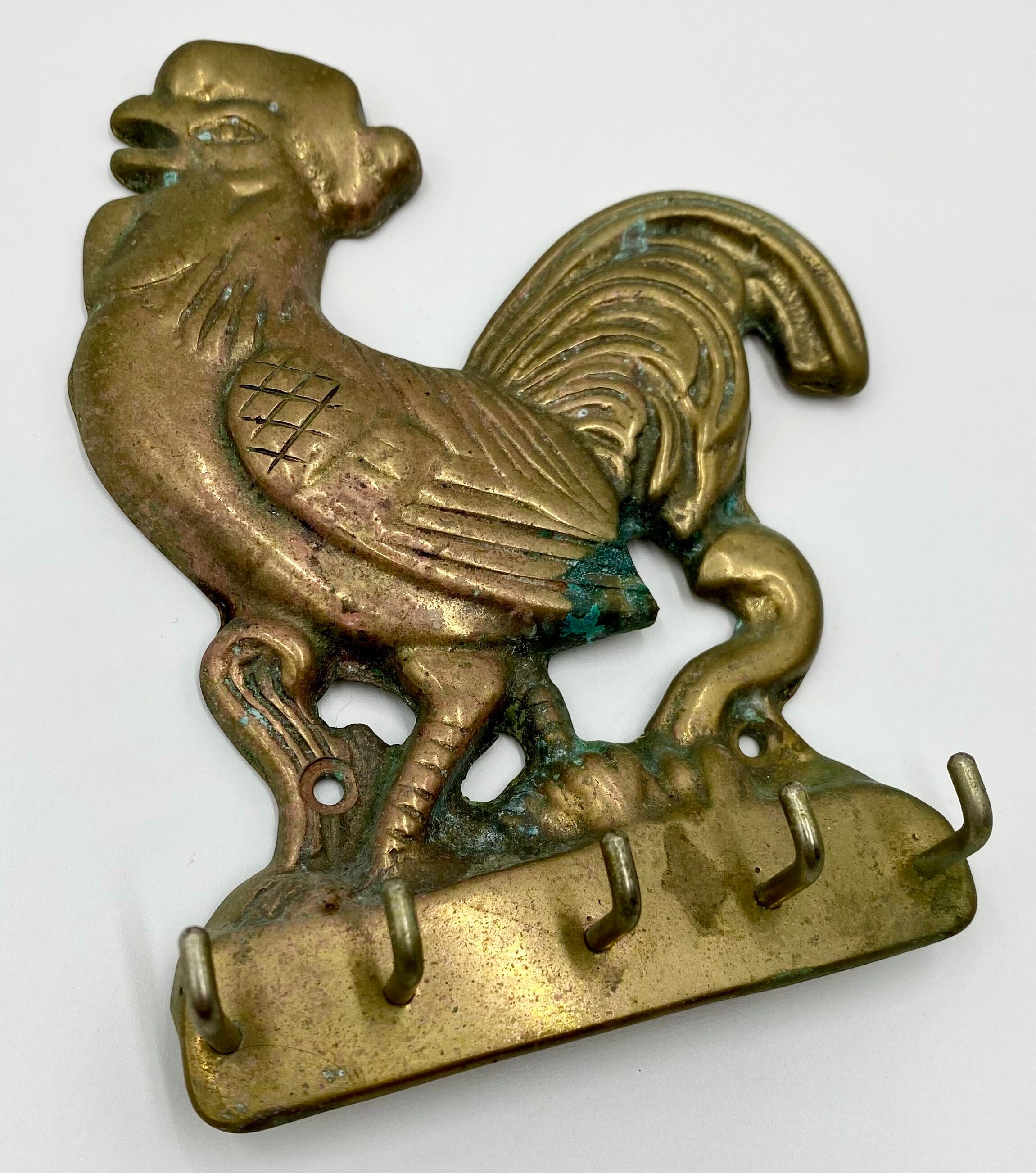 Roaster Key Rack Vintage Brass Chicken Rooster Key Holder | Key Hooks | Wall Hung Key ...