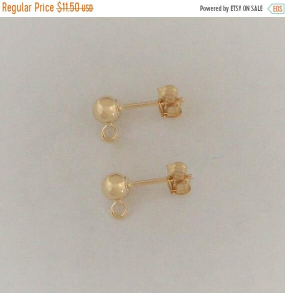 6 Gold Filled 4mm Ball Post Earring Findings Etsy