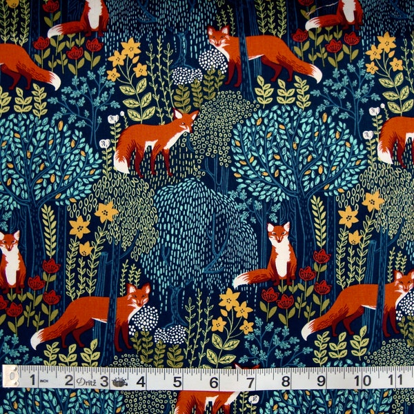 Clearance Sale, Remnant 12", Remnant 27",  Fox Fabric, 100% Cotton, Michael Miller, Into the Woods Nite, Night, Sewing Fabric