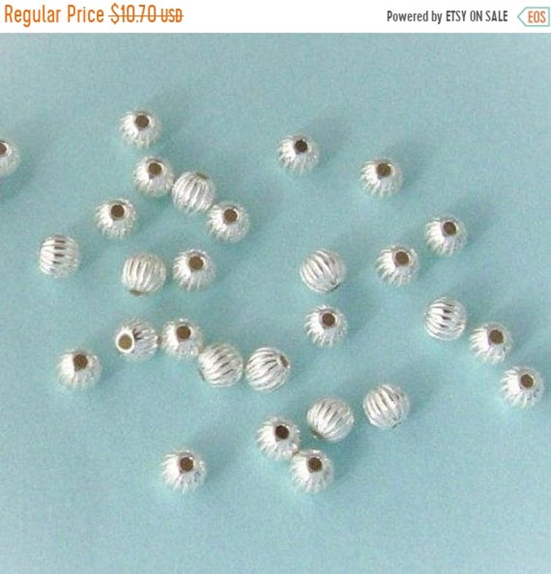 3mm Fancy Ribbed Spacer Beads 30 Sterling Silver Corrugated Round Beads