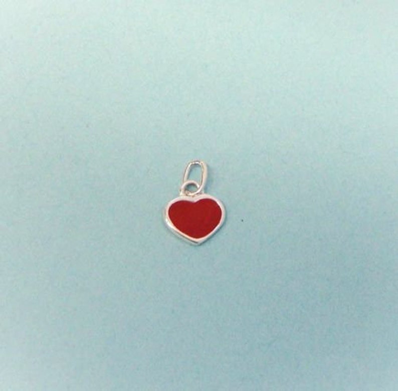 Mini 1 Sterling Silver Red Heart Enamel Red Tiny Heart
