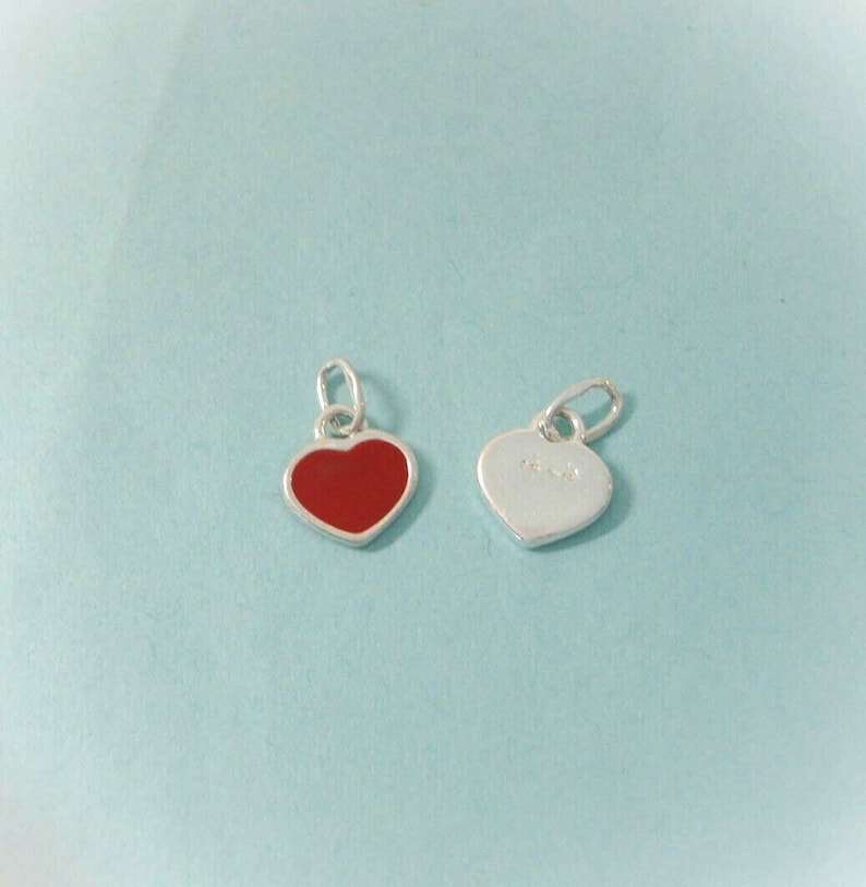 Mini 1 Sterling Silver Red Heart Enamel Red Tiny Heart
