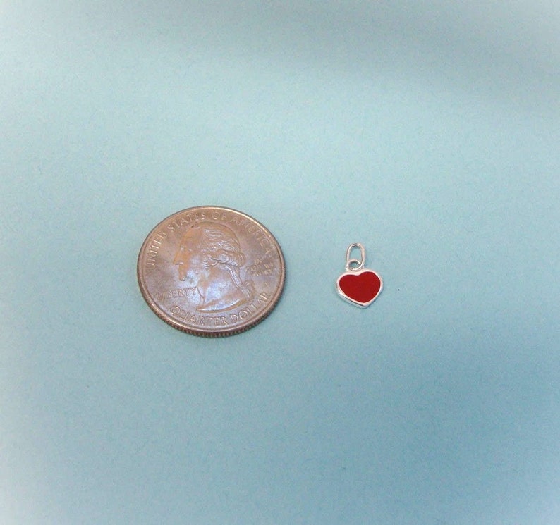 Mini 1 Sterling Silver Red Heart Enamel Red Tiny Heart