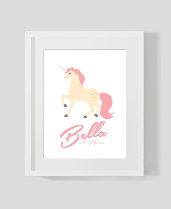 Cute Unicorn Personalised Name Art Print - Etsy Australia