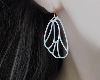 Butterfly Earrings, Butterfly Wings Earrings, Matte Silver, Bridal Dangles, Organic Fashion Earrings, Dragonfly Earrings, Girlfriend Gift