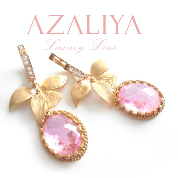 Boucles d'oreilles Pink Diamond Boucles d'oreilles Mariage AZALIYA Luxury Line