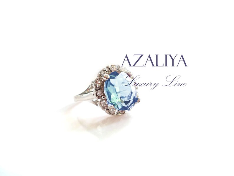 Blue Crystall Ring Ring Gift. Gemstone Ring Aquamarine Ring Zircon Ring Engagement ring Blue Stone Ring Princess Ring