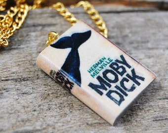 Moby Dick mini book necklace