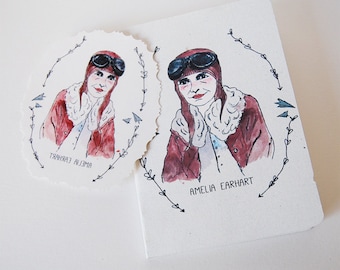 Amelia Earhart Notebook & Temporary Tattoo pack