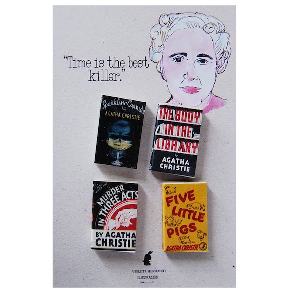 Conjunto de imanes de libros en miniatura de Agatha Christie