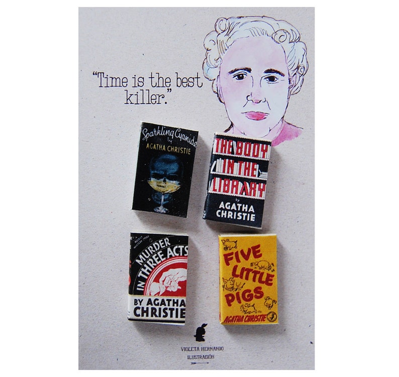 Agatha Christie's miniature book magnets set image 1