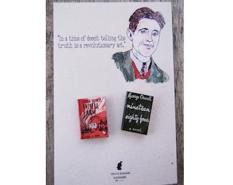 George Orwell's miniature book pins set