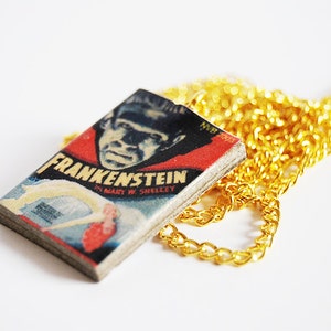 Frankenstein&#39;s mini book necklace