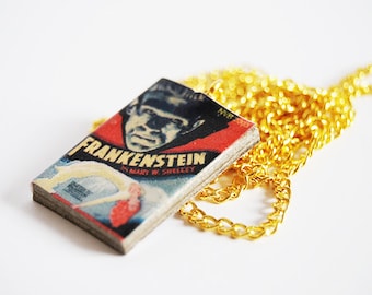 Frankenstein's mini book necklace