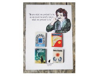 Kurt Vonnegut's miniature book magnets set