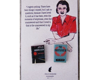 Miniature book Pins set of Ayn Rand's novels