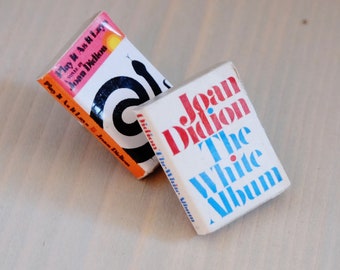 Joan Didion's miniature book pins set/ the White Album pin / Play it as it lays Pin