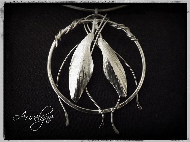 Necklace stainless steel Monsh\u014d dreamy fairytale Asian Bamboo plant