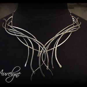 Elven necklace mystical stainless, Arcane &quot;The Moon&quot;, fairy style, art nouveau jewel, celtic collar, celtic tracery, contemporary choker