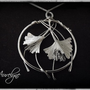 Necklace stainless steel Monshō dreamy fairytale Asian Ginkgo Biloba plant