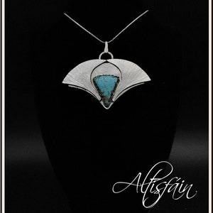 Elven pendant turquoise stainless, &quot;Celestial Passages: the Veils Dance&quot;, fairy style, art nouveau collar, elvish wedding, art deco jewel