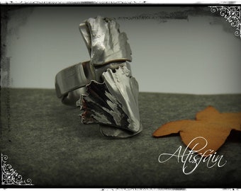 Elvne ring ginkgo leaf stainless, Conte "The Elder Fairy", ginkgo biloba leaf, fairy style, art nouveau ring, celtic jewel, elvish wedding