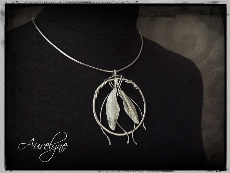 Necklace stainless steel Monsh\u014d dreamy fairytale Asian Bamboo plant