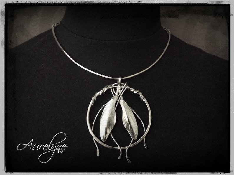 Necklace stainless steel Monsh\u014d dreamy fairytale Asian Bamboo plant