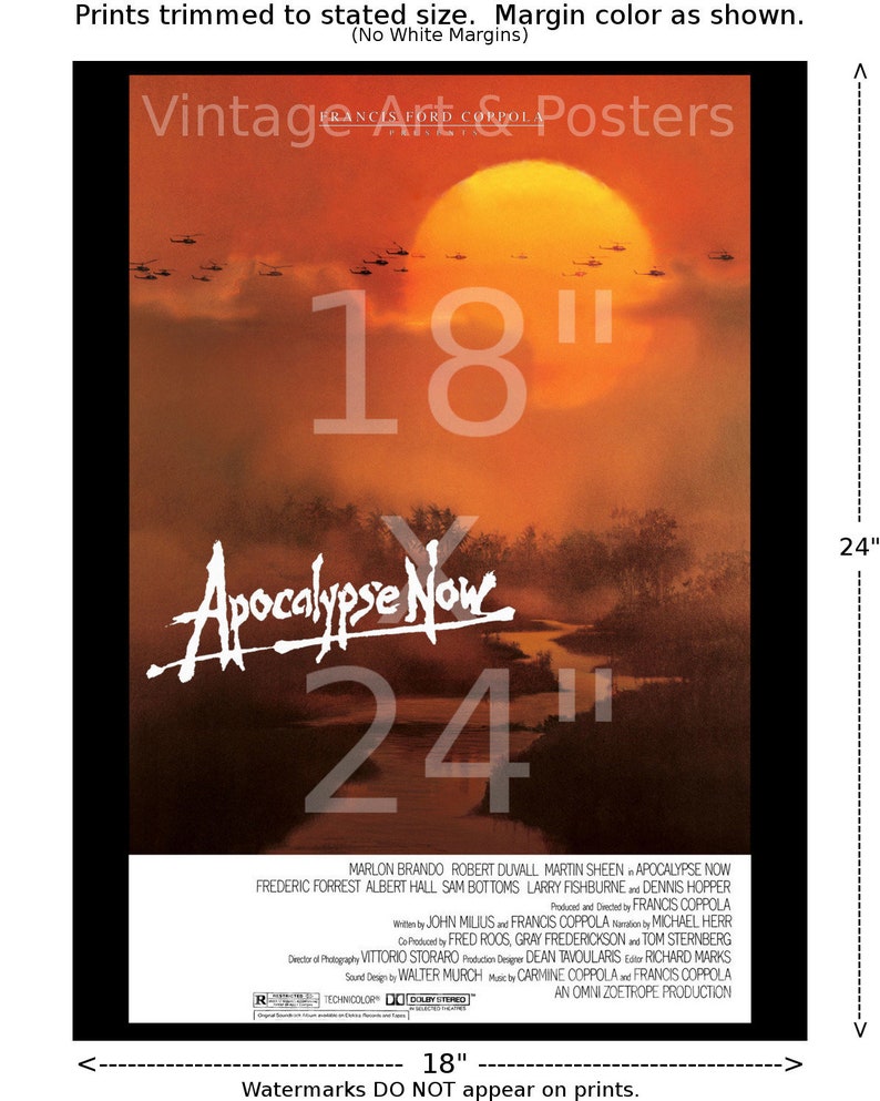 Movie Poster Apocalypse Now Vintage Film Art Print Lobby Card for Media Movie Room Decor, Wall Art 653 image 4