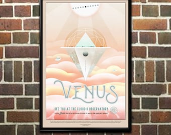 NASA JPL Space Poster: "Venus Cloud 9 Observatory", Sci-Fi Wall Art Print