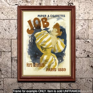 Art Nouveau Print Job Cigarettes, Jules Cheret, Vintage Advertisement Art Poster, Home Office Decor, Wall Art (399)