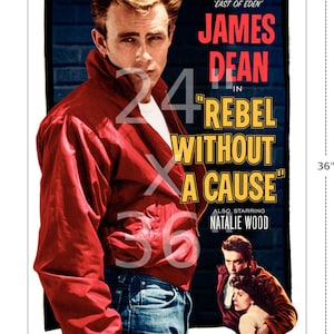 Movie Poster Rebel without A Cause Vintage Film Art Print, Lobby Card, Media Movie Room Home Office Decor, Wall Art 479 24x36 inches