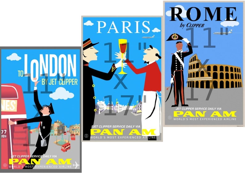 Pan Am Colorful 11x17 inch Vintage Airline Travel Poster Japan