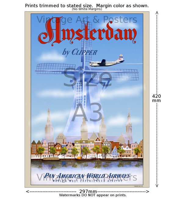 6 sizes, matte+glossy avail Pan Am South America #1 Airline Travel Poster