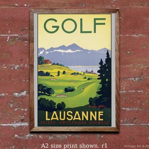 Golf Poster:  Lausanne Switzerland, Travel Art Print