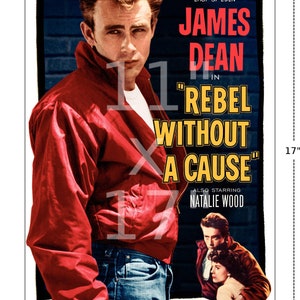 Movie Poster Rebel without A Cause Vintage Film Art Print, Lobby Card, Media Movie Room Home Office Decor, Wall Art 479 11x17 inches