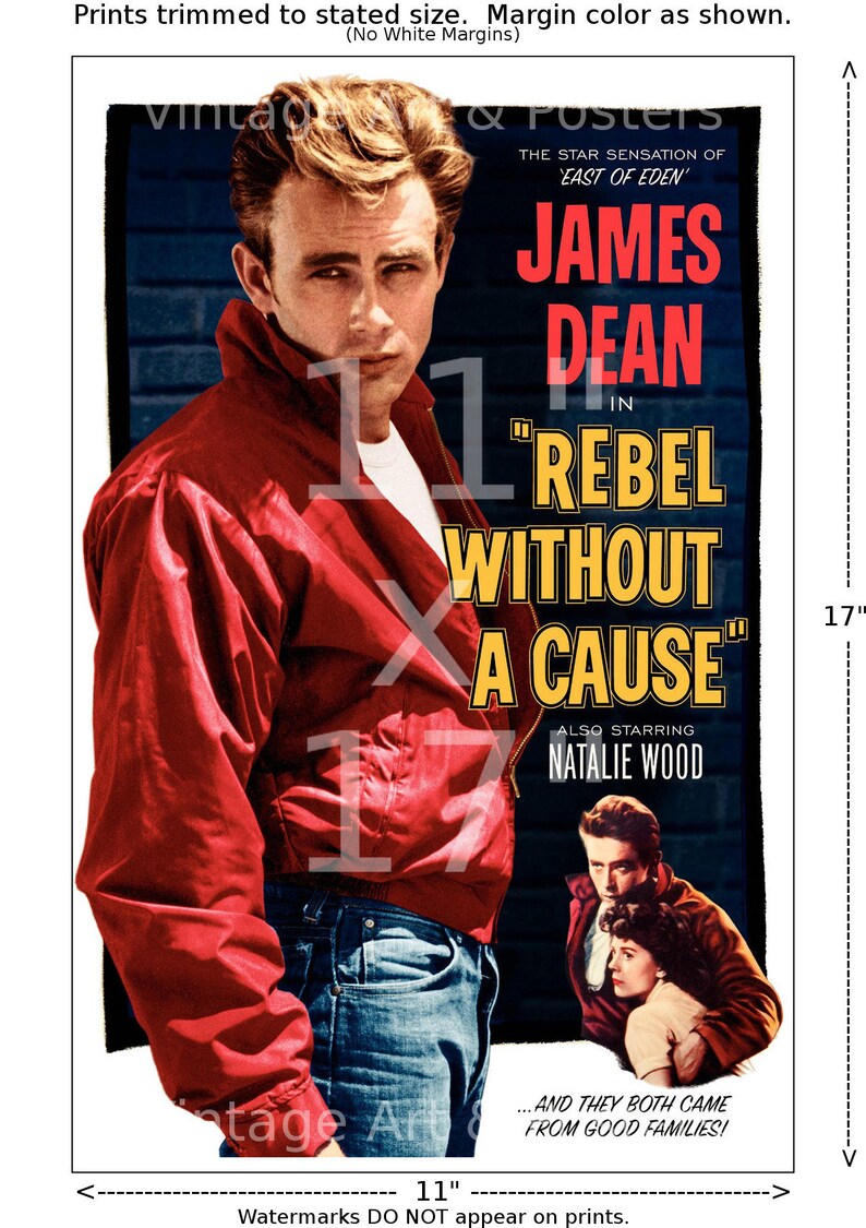 Movie Poster Rebel without A Cause Vintage Film Art Print, Lobby Card, Media Movie Room Home Office Decor, Wall Art 479 11x17 inches