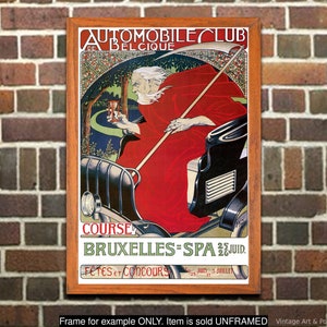 Art Nouveau Print, Belgium Auto Club Race, Vintage Poster, Wall Art for home or office decor