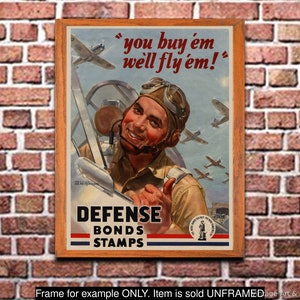 US WWII War Bonds Poster You Buy &#39;em We&#39;ll Fly &#39;em United States World War II Propaganda Poster (195)