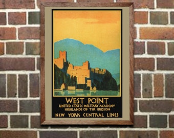thumbnail image 2 of West Point Military Academy Vintage Poster – Hudson Highlands By Frank Hazell (Repro) 2 of 4