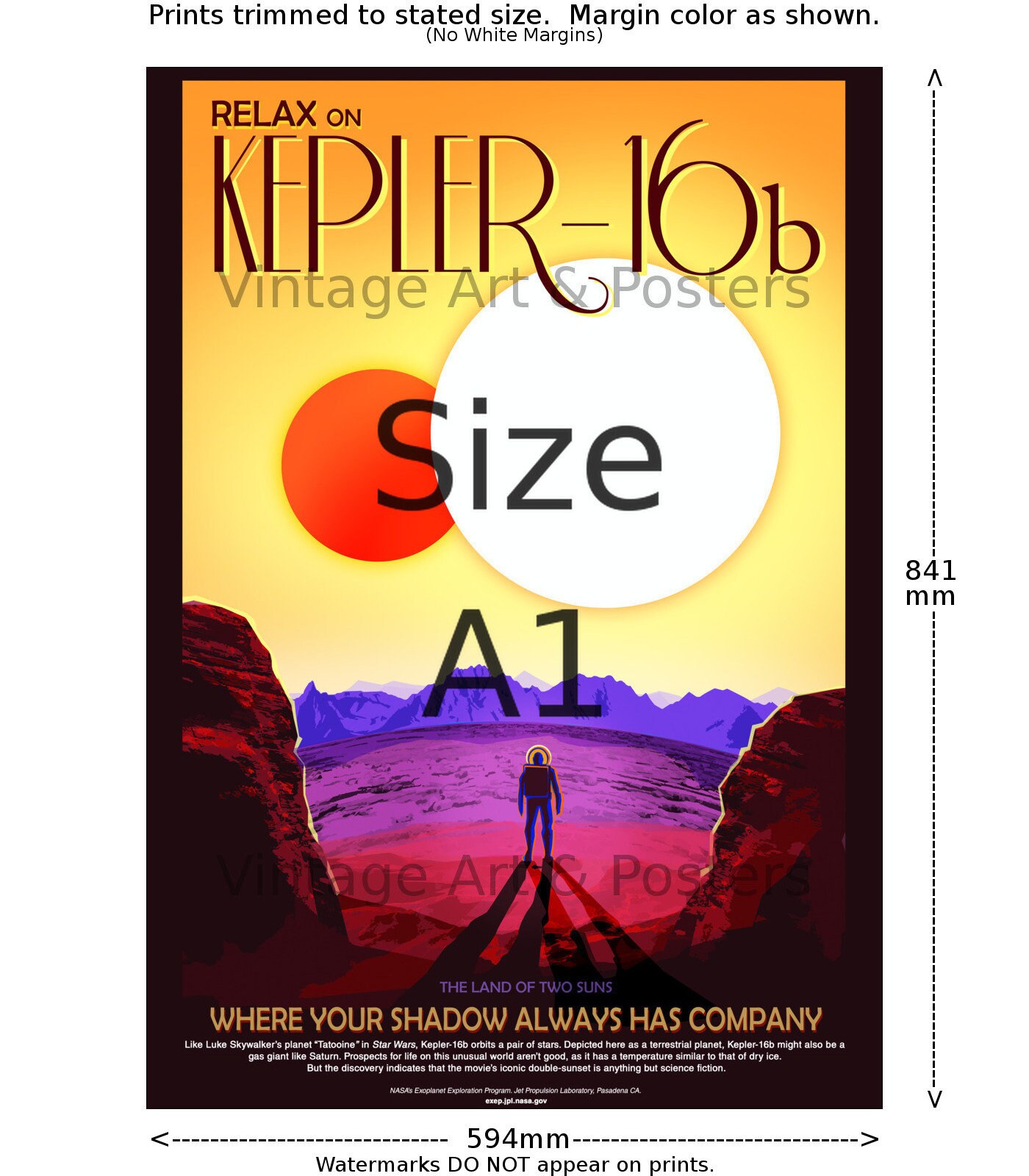1104 NASA JPL Space Tourism Poster Kepler 16b Where Your Shadow Always ...